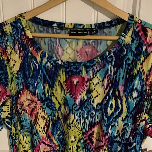 NINA LEONARD Tunic Shark bite MULTI Colour XL BNWT - Picture 2 of 8